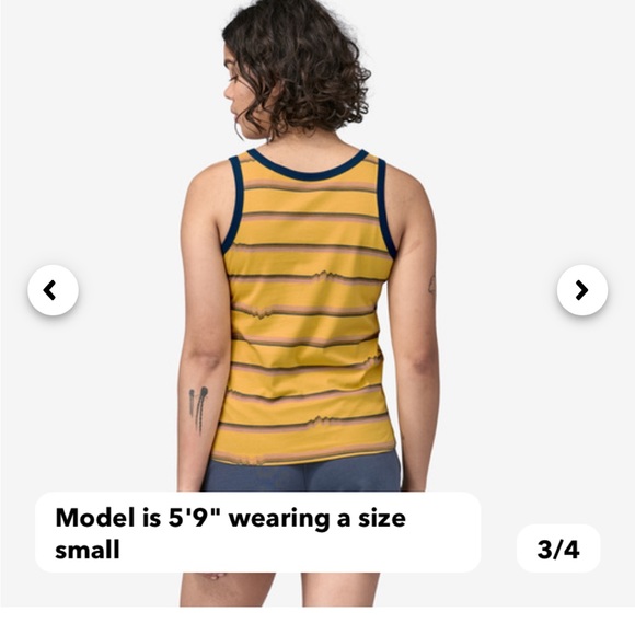 Patagonia “Ridge Rise Stripe Repeat” Organic Tank Top Yellow and Navy size M - Picture 2 of 13